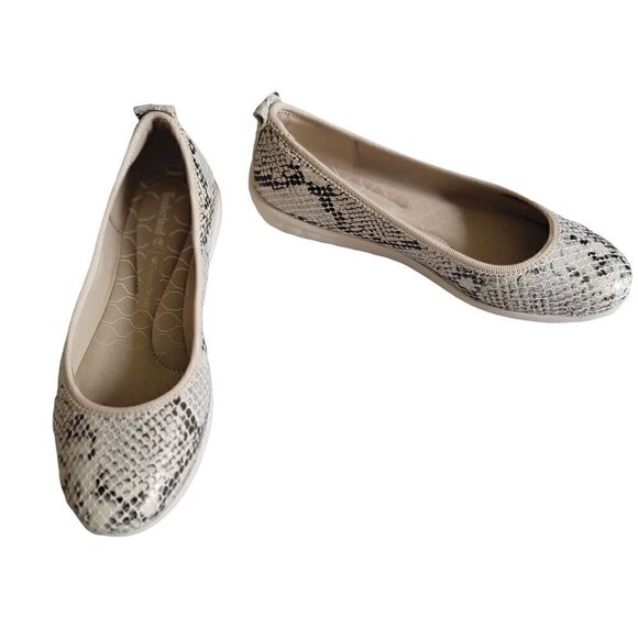 New - TIMBERLAND Leather Ballet Flats Snake Print Women Size 5.5 - Picture 2 of 14